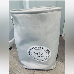 Express White Laundry Bag with Navy Print